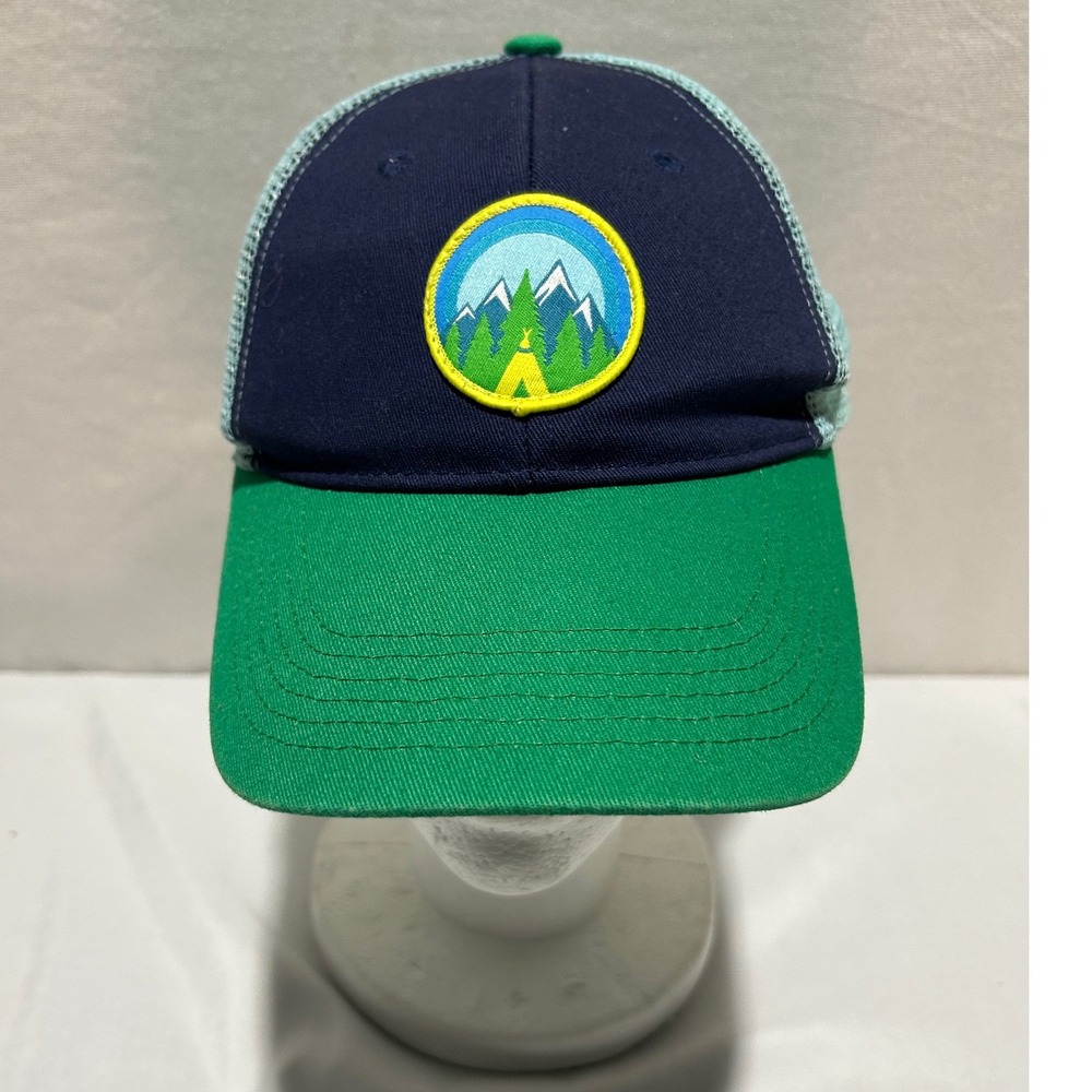 CIRQUE Mountain Mens Navy Green Mesh Trucker Hat Outdoor Embroidery Baseball Cap